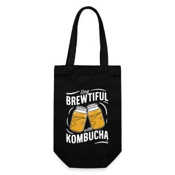 Benefits of Kombucha for Brewer Maker Tea Lover - Gift Bag for Bottles - black - Front