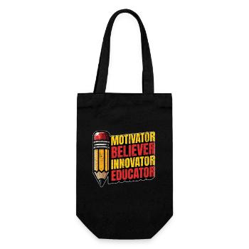Literature Teacher Motivator Believer Bookworm - Geschenkbeutel für Flaschen - Schwarz - Vorne