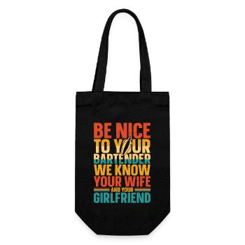 Bartender Mixologist Be Nice To - Geschenkbeutel für Flaschen - Schwarz - Vorne