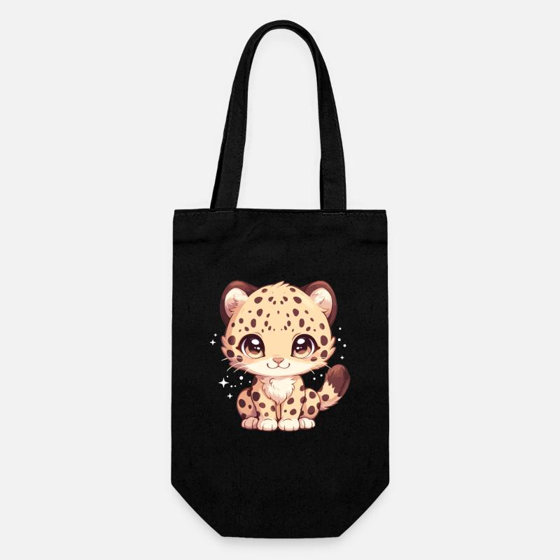 Leoparden Leopard - Geschenkbeutel für Flaschen - Schwarz