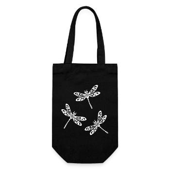 Trio of White Dragonflies - Gift Bag for Bottles - black - Front