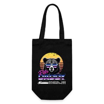 Retro Daddy Vintage Papa Perfektes Vatertag Design - Geschenkbeutel für Flaschen - Schwarz - Vorne