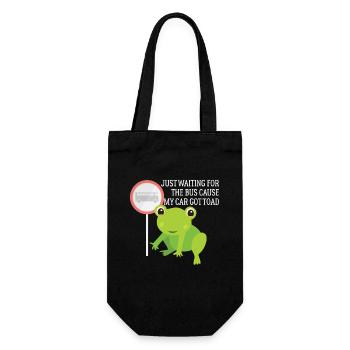 Ich warte nur auf den Bus, weil mein Auto Krötenspaß hat - Geschenkbeutel für Flaschen - Schwarz - Vorne
