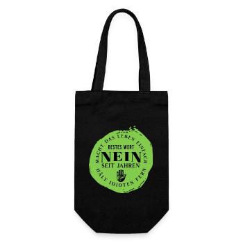 Nein - lustiger Spruch - sag nein - böser Humor - Geschenkbeutel für Flaschen - Schwarz - Vorne