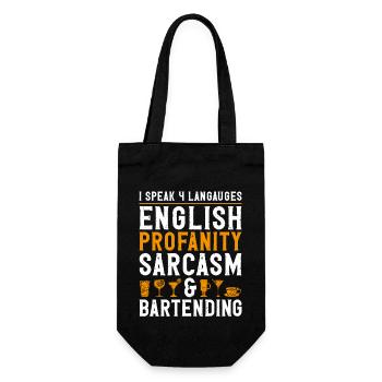 Bartender Mixologist I Speak 4 - Geschenkbeutel für Flaschen - Schwarz - Vorne