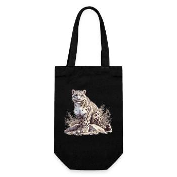 Snow Leopard Schneeleoparden Schneeleopard - Geschenkbeutel für Flaschen - Schwarz - Vorne