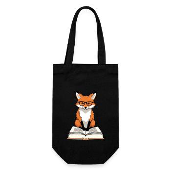 Mignon renard amoureux des livres avec des lunettes - Sac à bouteille - noir - Devant