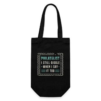 Stamp Collector Philatelist I Still Giggle Stamp - Gift Bag for Bottles - black - Front