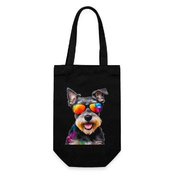 Zwergschnauzer Sonnenbrille Hund Lustig Tier Print - Geschenkbeutel für Flaschen - Schwarz - Vorne