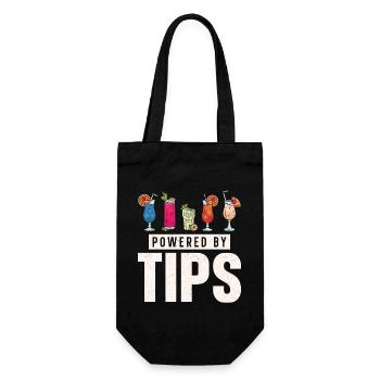 Bartender Mixologist Powered By - Geschenkbeutel für Flaschen - Schwarz - Vorne