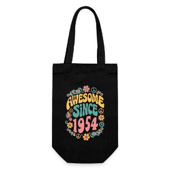Awesome Since 1954 Flowers Hippie Born Year 1954 - Gift Bag for Bottles - black - Front