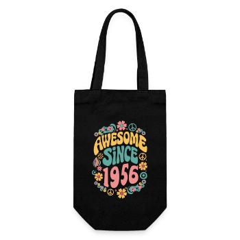 Awesome Since 1956 Blumen Hippie Geboren Jahr 1956 - Geschenkbeutel für Flaschen - Schwarz - Vorne