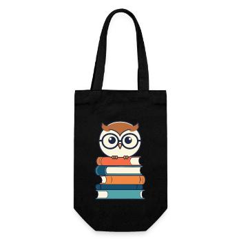 Bücher Eule Eulen Liebhaber Leseratte Illustration - Geschenkbeutel für Flaschen - Schwarz - Vorne