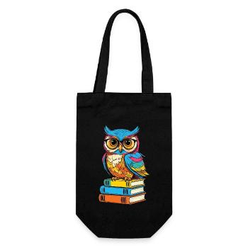 Bücher Eule Eulen Liebhaber Süße Buch Illustration - Geschenkbeutel für Flaschen - Schwarz - Vorne