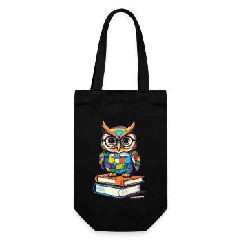 Bücher Eule Eulen Liebhaber Süße Buch Illustration - Geschenkbeutel für Flaschen - Schwarz - Vorne
