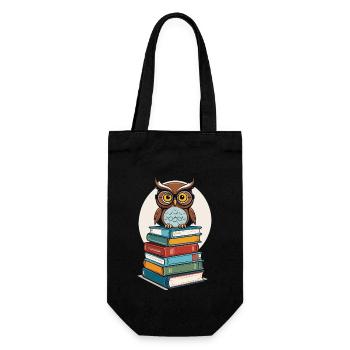 Bücher Eule Eulen Liebhaber Süße Buch Illustration - Geschenkbeutel für Flaschen - Schwarz - Vorne