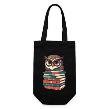 Eulen Liebhaber Süße Buch Illustration - Geschenkbeutel für Flaschen - Schwarz - Vorne