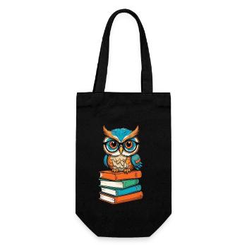 Bücher Eule Lustiger Buch Liebhaber Illustration - Geschenkbeutel für Flaschen - Schwarz - Vorne