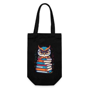 Books Owl Cute Book Illustration Bookworm - Gift Bag for Bottles - black - Front