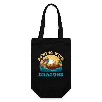 Rudern mit Drachen Drachenboot - Geschenkbeutel für Flaschen - Schwarz - Vorne