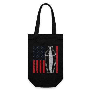 Bartender Mixologist American Flag - Geschenkbeutel für Flaschen - Schwarz - Vorne