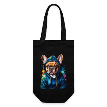 Sweat à capuche bouledogue français Frenchie Dog Funny - Sac à bouteille - noir - Devant