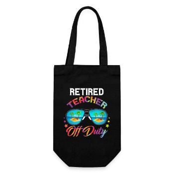 Retired Teacher Off Duty Retirement 2024 - Geschenkbeutel für Flaschen - Schwarz - Vorne