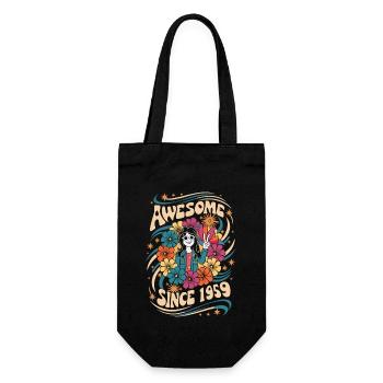 Vintage 1959 Hippie Birthday Retro Flowers - Gift Bag for Bottles - black - Front