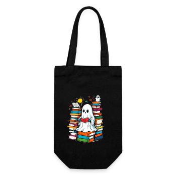 Lesendes Halloween Gespenst Buchliebhaber Stil - Geschenkbeutel für Flaschen - Schwarz - Vorne