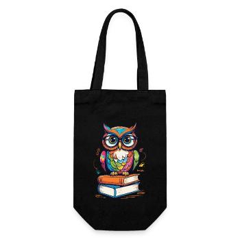 Cute Book Illustration Owls Lover - Gift Bag for Bottles - black - Front