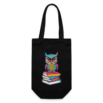 Livres Hibou Lecture Hibou Littérature Livre Amour - Sac à bouteille - noir - Devant