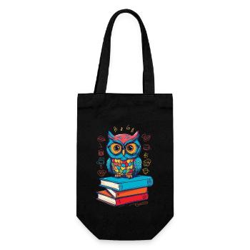 Bücher Eule Süße Buch Illustration Lesender Kauz - Geschenkbeutel für Flaschen - Schwarz - Vorne