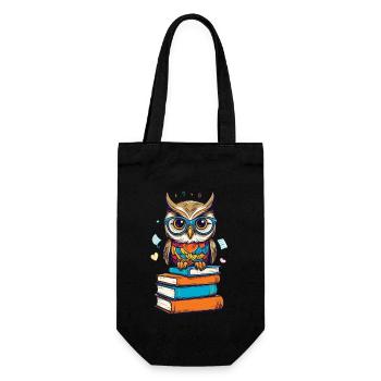Bücher Eule Eulen Liebhaber Süße Buch Illustration - Geschenkbeutel für Flaschen - Schwarz - Vorne