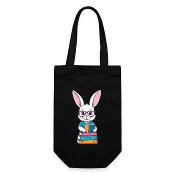 Lesender Hase Begeisterter Buchliebhaber Stil - Geschenkbeutel für Flaschen - Schwarz - Vorne