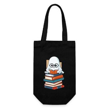 Buchliebhaber Stil Lesendes Halloween Gespenst - Geschenkbeutel für Flaschen - Schwarz - Vorne