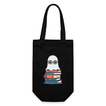 Buchliebhaber Stil Lesendes Halloween Gespenst - Geschenkbeutel für Flaschen - Schwarz - Vorne