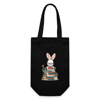 Lesender Hase Begeisterter Buchliebhaber Stil - Geschenkbeutel für Flaschen - Schwarz - Vorne