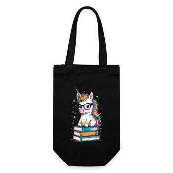 Einhorn Fantasie Geschichten Süßer Einhorn - Geschenkbeutel für Flaschen - Schwarz - Vorne