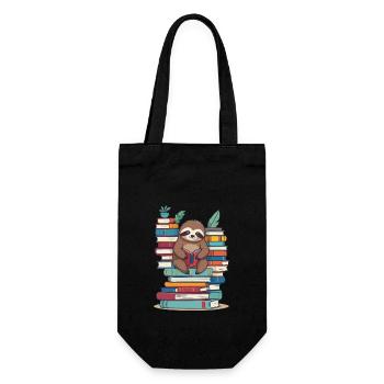 Cute Bookworm Funny Book Lover Sloth - Gift Bag for Bottles - black - Front