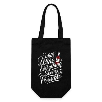 With wine everything is possible - humor - Gift Bag for Bottles - black - Front