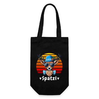 Bavaria Gingerbread Deer Spatzl October Blue-White - Gift Bag for Bottles - black - Front