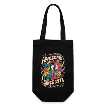 Vintage, 1971, Hippie, Anniversaire, Rétro, Fleurs - Sac à bouteille - noir - Devant