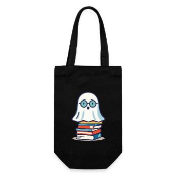 Lesendes Halloween Gespenst Niedliches Bücherwurm - Geschenkbeutel für Flaschen - Schwarz - Vorne