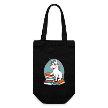Einhorn Fantasie Geschichten Süßer Bücherwurm - Geschenkbeutel für Flaschen - Schwarz - Vorne