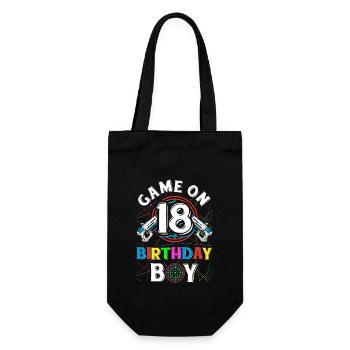 Lasertag Game On 18 Birthday Boy Indoor Laser Tag - Gift Bag for Bottles - black - Front