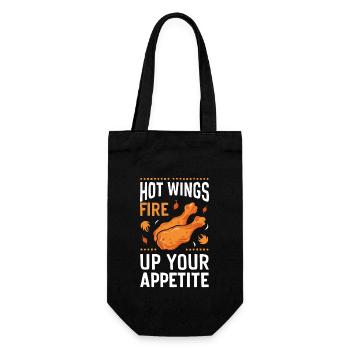 Hot Chicken Wings Spicy Wings Buffalo Wings - Geschenkbeutel für Flaschen - Schwarz - Vorne
