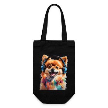 Pomeranian Pomeranian Headphones Dog Print - Gift Bag for Bottles - black - Front