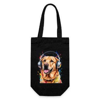 Labrador Retriever Kopfhörer Hund Tier Print - Geschenkbeutel für Flaschen - Schwarz - Vorne