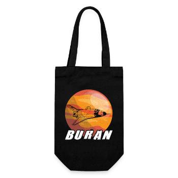 Energia Buran Weltraum UdSSR Raumschiff - Geschenkbeutel für Flaschen - Schwarz - Vorne