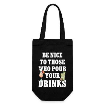 Bartender Mixologist Be Nice To - Geschenkbeutel für Flaschen - Schwarz - Vorne